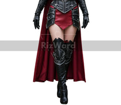 Red & Black Leather Medieval Cloak Armor - Leather Knight Armour Cloak - Medieval LARP Halloween Costume - Gothic Warrior Cloak For Cosplay