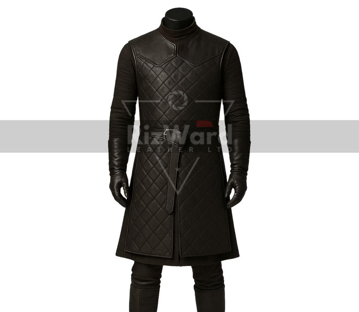 NIGHT WATCH Quilted Leather Tunic Renaissance Vest for Fantasy Cosplay Costume Medieval Jerkin Ren Faire Leather Vest with Buckle Straps