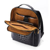 Men's Crocodile Pattern Leather Backpack - Multi-Pocket Laptop Backpack, Office Travel & Business Bag