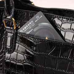 Women’s Crocodile Pattern Tote Handbag - Luxury Shoulder Bag with Top Handle, Large Capacity Work Purse