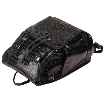 Unisex Crocodile Pattern PU Leather Backpack - Large Capacity Fashion Rucksack with Front Pocket - Travel, Work, School Bag