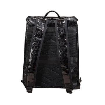 Unisex Crocodile Pattern PU Leather Backpack - Large Capacity Fashion Rucksack with Front Pocket - Travel, Work, School Bag