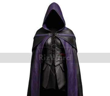 Exclusive Leather Hooded Cloak For Cosplay - Unisex Leather Cloak with Vest - Leather Armour Costume - Renaissance Fantasy Cloak Cape