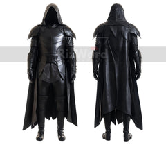 Handmade Black Leather Medieval Cloak Armor - Leather Knight Armour - Medieval LARP Armor Festival Outfit - Gothic Cloak Costume For Cosplay