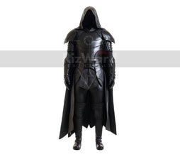Handmade Black Leather Medieval Cloak Armor - Leather Knight Armour - Medieval LARP Armor Festival Outfit - Gothic Cloak Costume For Cosplay
