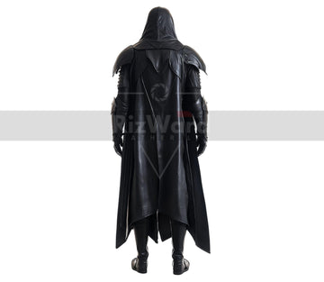 Handmade Black Leather Medieval Cloak Armor - Leather Knight Armour - Medieval LARP Armor Festival Outfit - Gothic Cloak Costume For Cosplay