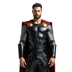 Marvel Superhero Inspired Leather Costume - God of Thunder Cape & Armour - Medieval Cosplay Cloak - LARP Festival Outfit - Renaissance Cloak