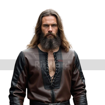 Handmade Brown Leather Medieval Tunic - Ren Fair Full Sleeve Leather Tunic - Renaissance Dress for Cosplay Costume - Medieval Viking Shirt