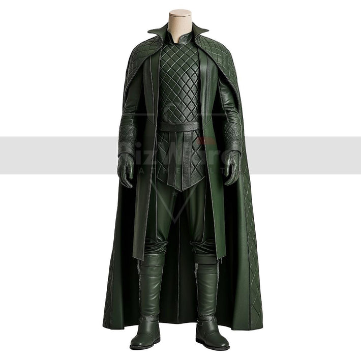 Exclusive Leather Loki Inspired Cosplay Costume - God of Mischief Quilted Cloak With Tunic - Festival Leather Outfit - Leather Cloak