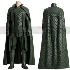 Exclusive Leather Loki Inspired Cosplay Costume - God of Mischief Quilted Cloak With Tunic - Festival Leather Outfit - Leather Cloak