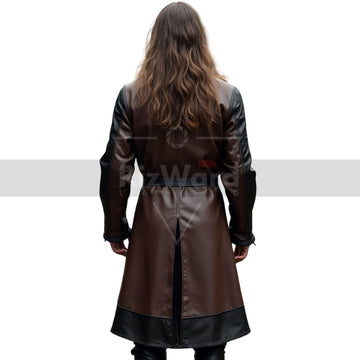Handmade Brown Leather Medieval Tunic - Ren Fair Full Sleeve Leather Tunic - Renaissance Dress for Cosplay Costume - Medieval Viking Shirt