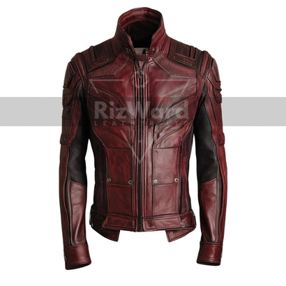 Star Lord Inspired Leather Jacket - Custom Cosplay Costume Jacket - Leather Biker Jacket for Outerwear - Comic Superhero Jacket