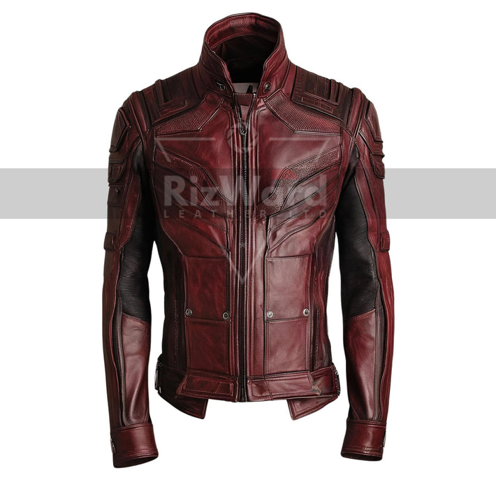 Star Lord Inspired Leather Jacket - Custom Cosplay Costume Jacket - Leather Biker Jacket for Outerwear - Comic Superhero Jacket