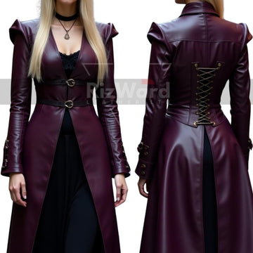 Handmade Leather Trench Coat - Steampunk Leather Long Coat - Winter Slim Fit OverCoat - Stylish Winter Wear - Classic Long Coat