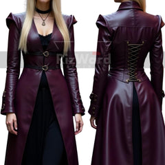 Handmade Leather Trench Coat - Steampunk Leather Long Coat - Winter Slim Fit OverCoat - Stylish Winter Wear - Classic Long Coat