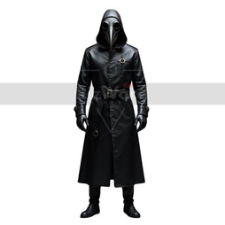 Plague Doctor Leather Coat with Mask - Gothic Medieval Steampunk Trench Coat - Classic Doctor Plague Hooded Coat Halloween Cosplay Costume