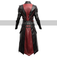 Black & Red Leather Battle Armor Coat - Unisex Leather Viking Armor Costume Gifts - Full Body Armor Long Coat - Leather Medieval Cosplay
