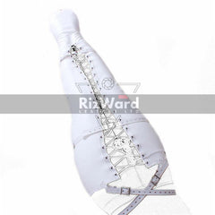 picture showing mermaid leg binder made with white leather