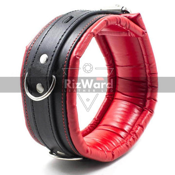 picture showing soft padded fetish handcuffs made with leather 
