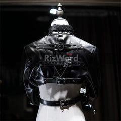 Women Open Breast Leather Bondage Cupless Straitjacket