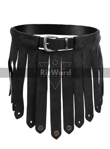 Leather Black/Brown Handmade Armour Skirt in Kilt Shaped Design