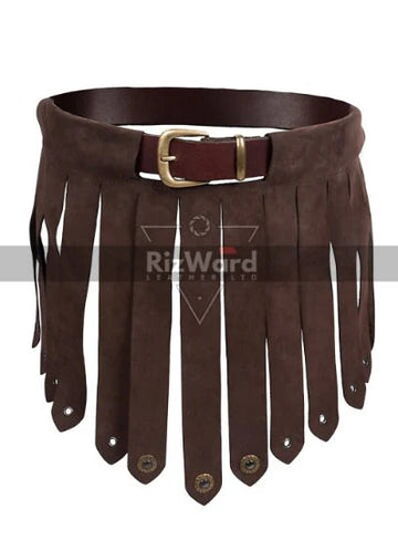 Leather Black/Brown Handmade Armour Skirt in Kilt Shaped Design