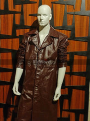 Cowhide Brown Leather Oversize Assassin Creed Look Trench Coat